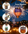 Solar Hot Air Balloon Lantern With Flickering Flame, Glass Outdoor Hanging Lantern With American Flag Accent at Night Event
