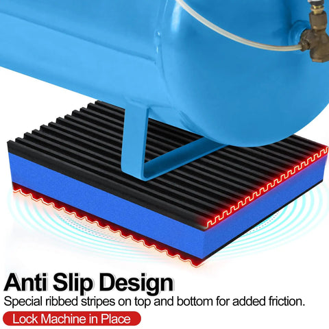 Anti-slip design of 8 Pack Anti Vibration Pads For Washing Machines And More with ribbed rubber and EVA center, supporting appliance