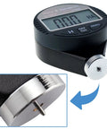 Pocket Size Shore A Hardness Meter Durometer 0-100HA Digital Tester With Large LCD Display For Rubber Leather Resin Fiber Glass Wax And More Ideal For QC And Material Testing. close-up with indenter