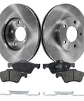 Disc brake rotor and pad kit for 2005–2007 Ford Escape/Mercury Mariner, front view with two rotors and four pads, Amazon