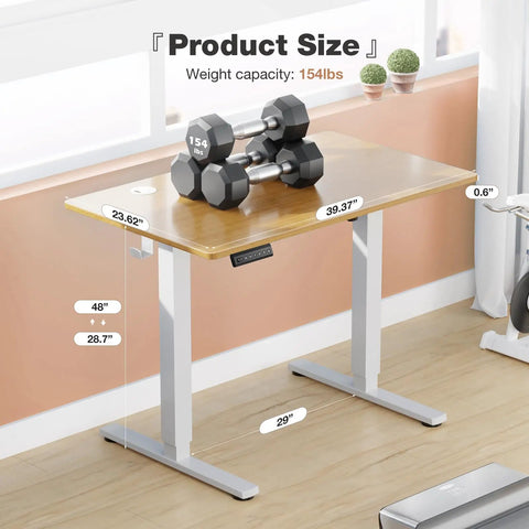 Solid Height Adjustable Standing Office Desk With Ergonomic Sit Stand Workstation And Thick Mdf Top designed for optimal weight capacity of 154lbs.