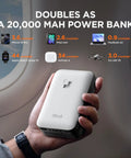 Portable power bank in hand, doubles as a 20,000 mAh power bank, for phone, tablet, watch, earbuds and laptop charging