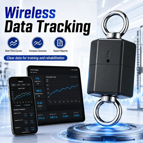 500 Kg Isometric Strength Tester With Gym Grade Wireless Data Tracking, Push Pull Dynamometer, Digital Force Gauge For Athletic Performance Testing, Explosive Power And Peak Force Measurement For Training And Sports Science with phone and tablet charts