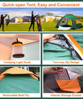 No Fuss 3 Person Pop Up Camping Tent With 80 By 80 Inch Picnic Mat Waterproof Automatic Setup Quick Open Outdoor Beach Travel Tent