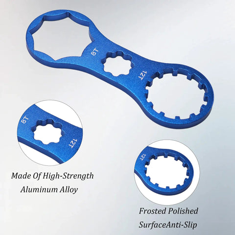 Beefy Blue Aluminum Fork Cap Wrench for Suntour XCM XCR XCT RST Suspension MTB, high-strength, anti-slip design