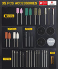 Mini Cordless Rotary Tool Kit With NeoPulse Motor And Revostor Hub, 35 accessories for sanding, polishing, drilling, carving.