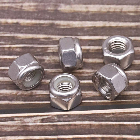 Nylon Insert Lock Nuts Ten Twenty Four UNC Coarse Thread Stainless Steel 304 Hex Insert For 3D Printers And Electronics Pack Of Fifty Locking Hardware For DIY Projects