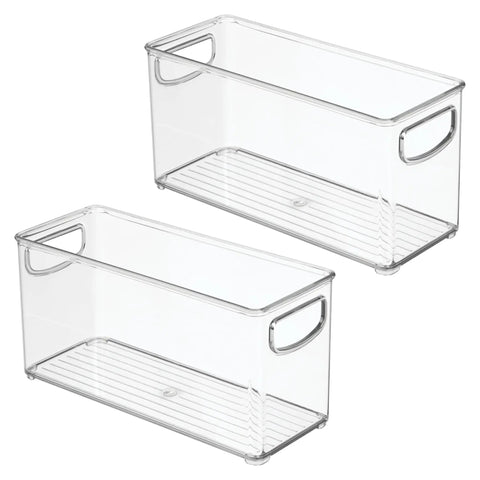 Heavy Duty Clear Plastic Stackable Pantry Bins Set Of Two With Easy Grip Handles For Kitchen Organization And Grocery Storage Containers That Gonna Keep Your Pantry Game Solid