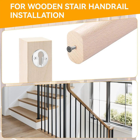 8 Piece Newel Post Fastener Hardware Kit With Aluminum Sliders And 304 Stainless Steel Fixing Screws For Stair Railings, No Fuss Easy Install Mounting System For Quick Home Improvement. wooden stair handrail install with newel post fastener