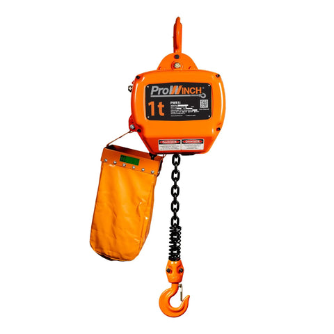 Prowinch 2 Ton Electric Chain Hoist With 20 Ft Lift And H3 Heavy Duty Grade for heavy lifting, featuring G100 chain and safety hook.