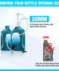 Lower Unit Gear Oil Pump with Universal Adapters for Standard Quart Bottles shown with 28mm adapter, not for 38mm bottles