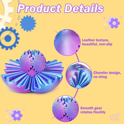 Close-up of purple and blue Gear Ball Fidget Toy Set Two Pack Steampunk Gear Sphere For Stress Relief And Focus with texture details
