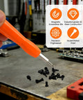 Doorbell Screwdriver Replacement Tool For Camera Double Ended T6 T15 Screwdriver Video Doorbell Setup And Password Reset Includes 20 Replacement Screws Durable S2 Steel Ergonomic Non Slip Grip shown with screws in a workshop setting.