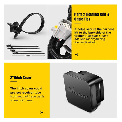Components of the 2 Inch Rear Hitch Receiver Kit For 2007 To 2018 Jeep Wrangler JK 4 Door And Unlimited With 4 Pin Wiring Harness