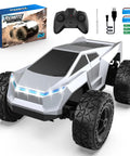 All Terrain RC Car Monster Truck With LED Lights 1:18 Scale 2.4GHz Remote Control Off Road Toy and accessories displayed