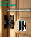 Barn Door Lock and Latche: 90/180 Degree Barn Door Lock mounted on wood door with spacer detail, zinc-alloy durable construction.