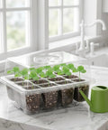 Three Pack Seed Starter Trays With 12 Cells Each Includes Adjustable Humidity Dome And Base Indoor Greenhouse Propagator For Easy Seed Starting