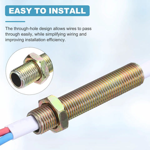 Shop Rat Approved 10 Piece Lamp Pipe Nipples Kit With Lock Nuts M10x1 Fine Thread 0.6 Inch showing threaded nipple with wiring.
