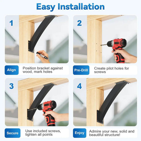 45 Degree Angle Support Brackets For Wood Structures Heavy Duty Corner Brackets For Gazebos Tree Houses Cabins And Patios Pergola Kit DIY Friendly Built Tough Steel Connectors For Quick Install 4 Pack