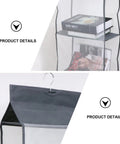 Heavy Duty Five Layer Hanging Closet Organizer With Clear View Window And Tough Rust Resistant Steel Hook for storing books and magazines.