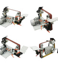 Badass Heavy Duty Belt Sander And Grinder With 72 To 82 In Wide Belt For Smooth Metal Polishing And Quick Knife Sharpening Variable Speed Includes Tough Double Stands 220V Workhorse shown from multiple angles