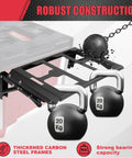 Folding Workstation Mount For Modular Toolbox And Truck Bed Storage Aluminum Alloy Side Tray showing robust construction with kettlebells