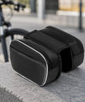 Dope Durable Bike Frame Bag For Long Rides, 20x16x6cm canvas with zipper closure, wear-resistant exterior, white edge design, on stone surface