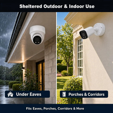 Universal Security Camera Junction Box Plastic Cable Management Box 3-Pack Fits Most Cameras Up To 4.3 Inches Dome Turret And Bullet Styles, Keeps Wires Neat And Protected For Indoor Or Outdoor Installations, under eaves and porches