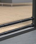 Adjustable Sliding Door Security Bar 17 To 50 Inches With Rubber Tips, Heavy Duty No Drill Door Stop For Patio Doors Apartments Bedrooms And Travel, Black, 2 Pack Easy No Tool Installation For Quick, Secure Fit In Seconds installed on sliding door.