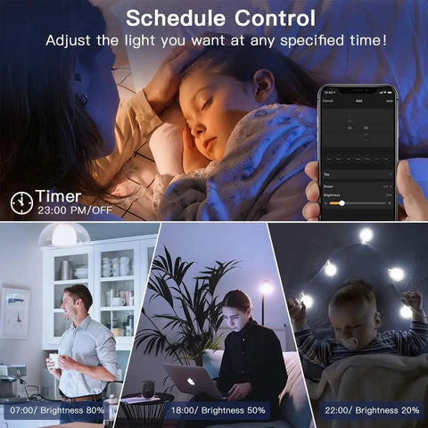 Mother adjusting 3 Way Smart Dimmer Switches, 2 Pack Master Dimmers for Alexa and Google Assistant, using phone for schedule dimming