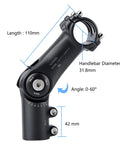 Beefy Adjustable Alloy Bike Stem With 0 To 60 Degree Riser For One And One Eighth Inch Steerer Tube 31.8 Mm Handlebar Fit