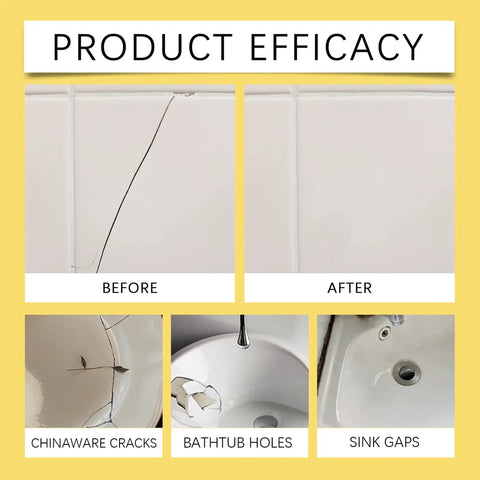 Image showing before and after results of Chips And Cracks Tile Fix Kit With Color Match For Ceramic Porcelain And Stone Surfaces, Easy DIY Repair For Floors Walls Counters And Bathrooms, Two Piece Set.
