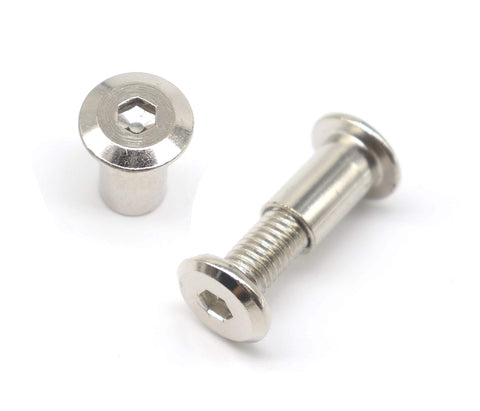Rivet Countersunk Hex Socket Bolts and Hex Head Barrel Nuts Kit for Furniture Repair and DIY Builds Nickel Plated M8 Fasteners