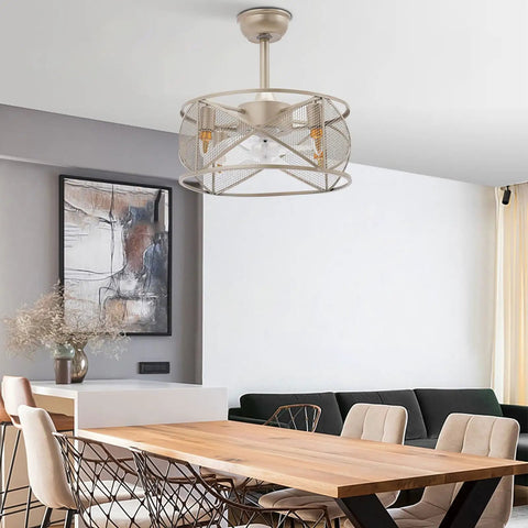 Ceiling Fan with 3 Blades Low Noise Reversible Motor for Bedroom Living installed in a modern dining area.