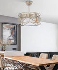 Ceiling Fan Light with 3 Blades, Reversible Airflow, Silent Operation in a modern dining room setting.