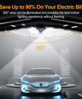 Ultra Bright 140W LED Garage Light With 3 Adjustable Panels 18500 Lumens 6000K Daylight E26 E27 Base installed in garage