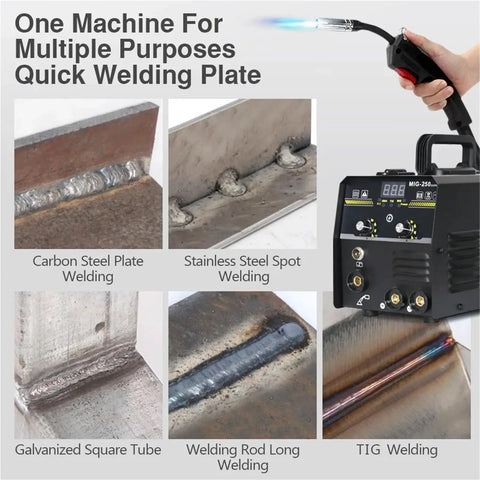 Close-up of welding results using Powerful 250A MIG MMA TIG Gasless Welder 3 In 1 220V Welding Machine With Intelligent Adjustment IGBT Inverter.