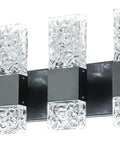 Black 4 Light Crystal Bathroom Vanity Light Over Mirror LED Wall Fixture, Modern Design, 6000K Cool Daylight