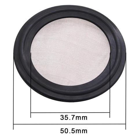 DERNORD 1.5 in FKM sanitary gasket with stainless screen for Tri-Clamp Clover, 150 mesh, front view