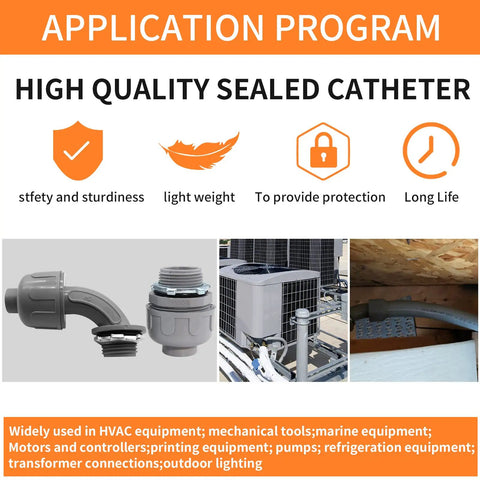 Three Quarter Inch Liquid Tight PVC Conduit Fittings Kit With 200 Piece Straight And 180 Degree Flexible Conduit Connector Set for HVAC