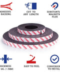 Magnetic Tape Strips Roll With Adhesive Backing For Lightweight DIY Projects And Fridge Or Whiteboard Organization, 60 mil thick