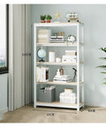 Heavy Duty Multi Layer Bookshelf Floor Rack Steel Wood Stand Living Room Storage Home Decor with potted plants and books.