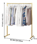 Heavy Duty Free Standing Pipe Clothes Rack With Golden Coat Hanger Durable Drying Rack For Bedroom Modern Style Laundry Organizer