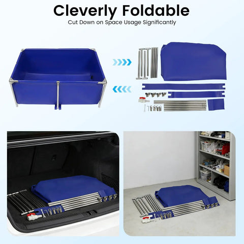 Foldable Canvas Fish Pond With Rustproof Stainless Steel Frame for Koi Prawns Fish and Lobster No Fuss Setup Portable Outdoor Aquarium