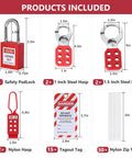 All In One Lockout Tagout Kit With 70 Plus Pieces For Safety Padlocks Hasp Ball And Gate Valve Lockouts Circuit Breaker Locks Plug And Loto Tags Ties And Tool Box Included shown with padlocks and hasps.