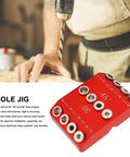 Heavy Duty Aluminum Pocket Hole Jig Drill Guide For Pro Woodworking Featuring Multi Angle Layouts At 30 45 And 90 Degrees with drill in use