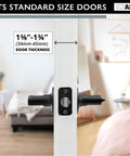 Privacy Door Levers With Wave Style Handles, Keyless Locking Door Levers For Bed And Bath, Left Or Right Handed, Matte Black Finish close-up on door showing fit for standard size doors.