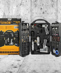 Killer 71 Piece Air Tool Set Featuring Badass 1/2 Inch Single Hammer Impact Wrench And Rapid Fire Air Ratchet Wrench With Tough Blow Molded Case for workshop tasks.