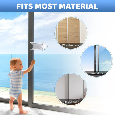 Kid Safe Sliding Door Lock Kit 4 Pack No Drill Childproof Window Locks For Glass Doors Cabinets Closets And Patio Baby Proofing Durable Safety Bar Easy Install Prevent Crawling Out And Accidents