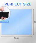 Front view of blue microfiber cleaning cloth, 6x7 inches, for glasses and screens.